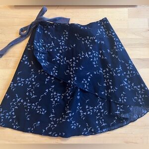 Yana Dee medium bird migration midnight blue wrap mini skirt organic cotton